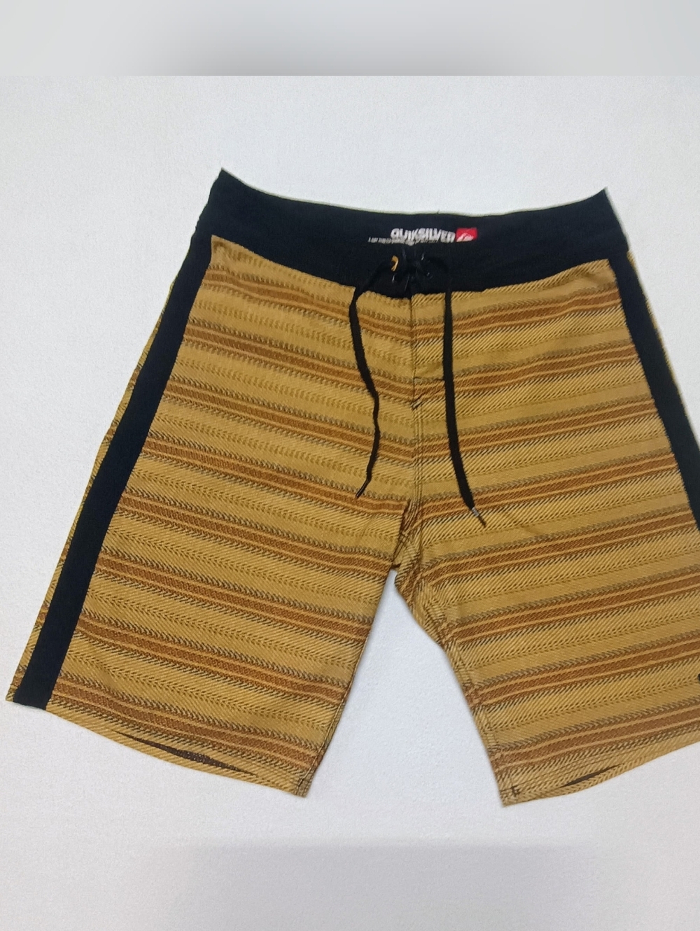 Quiksilver Mens  Mustard Yellow & Black Striped Boardshorts